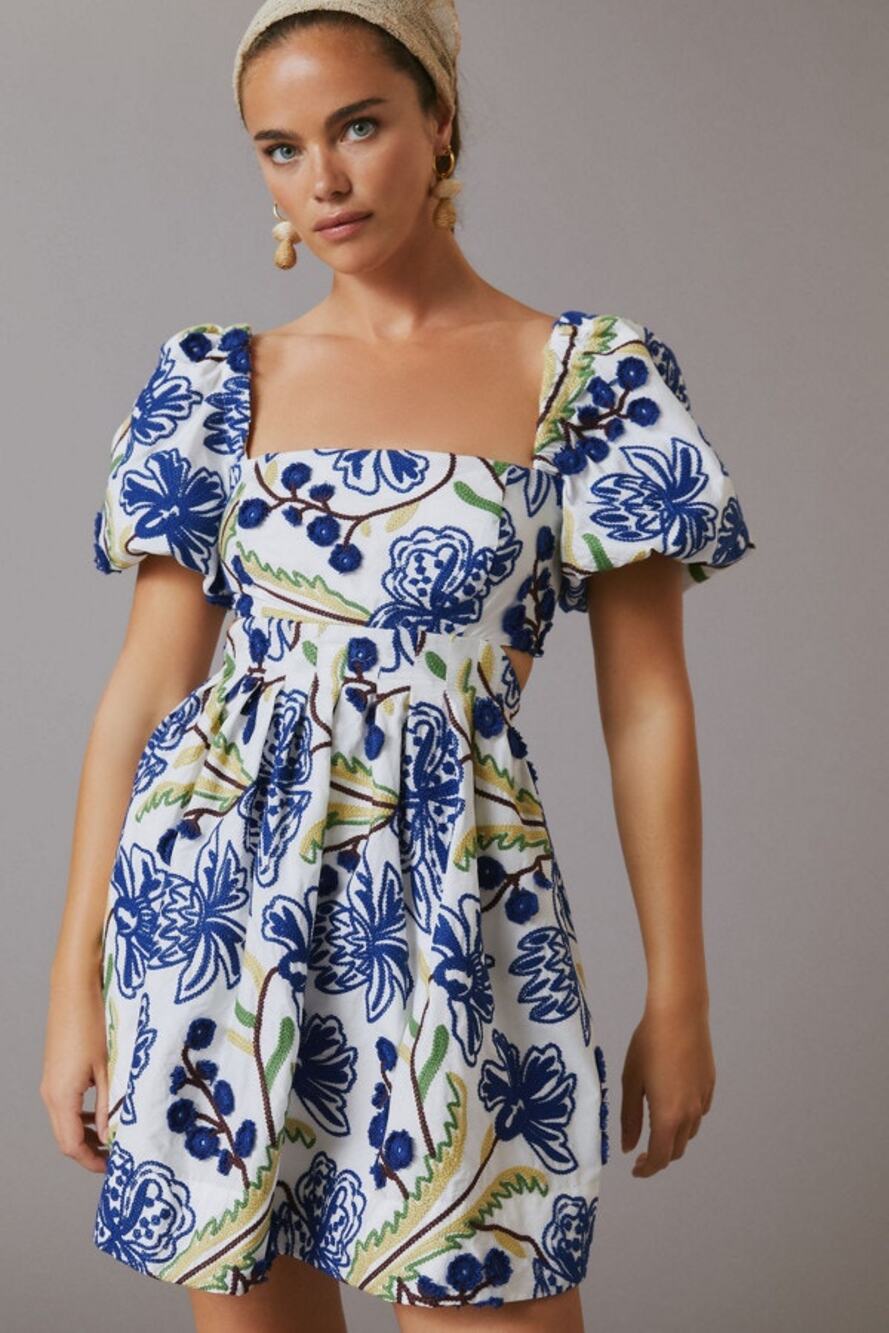 Anthropologie Puff Sleeve Babydoll Mini Dress